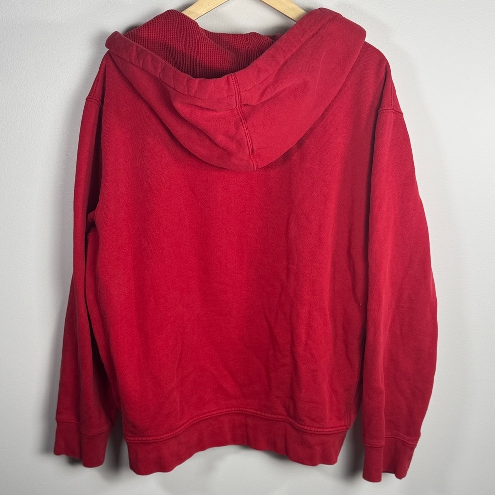 Vintage Polo Ralph Lauren Thermal Full Zip Hoodie Mens Waffle Knit Red 90s XXL - Picture 8 of 9